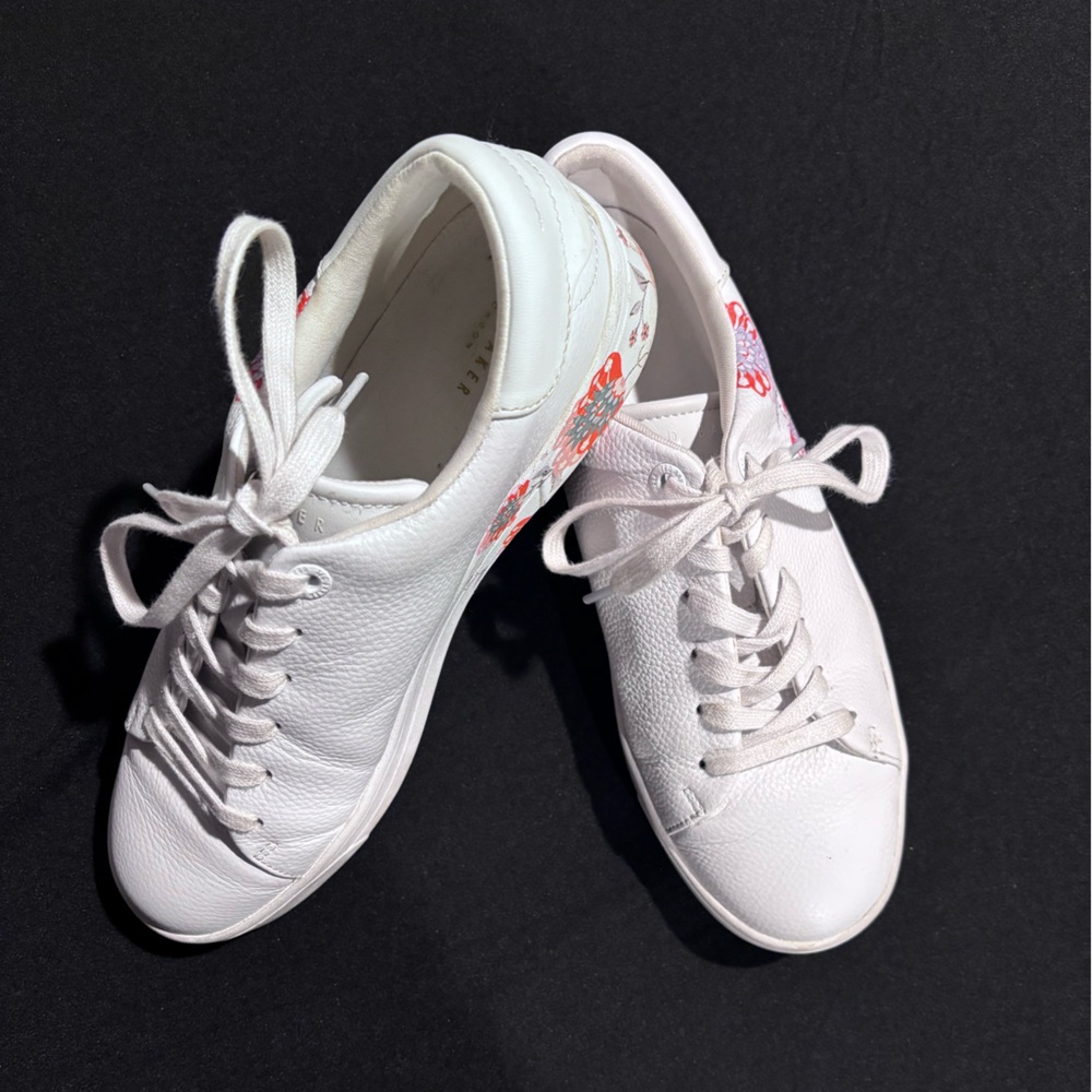 Ted Baker London White and Red Floral Sneakers